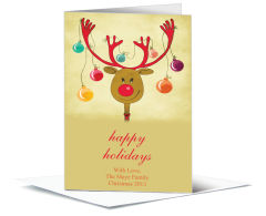 Christmas Happy Rudolph and Ornament Antlers Cards  5.50